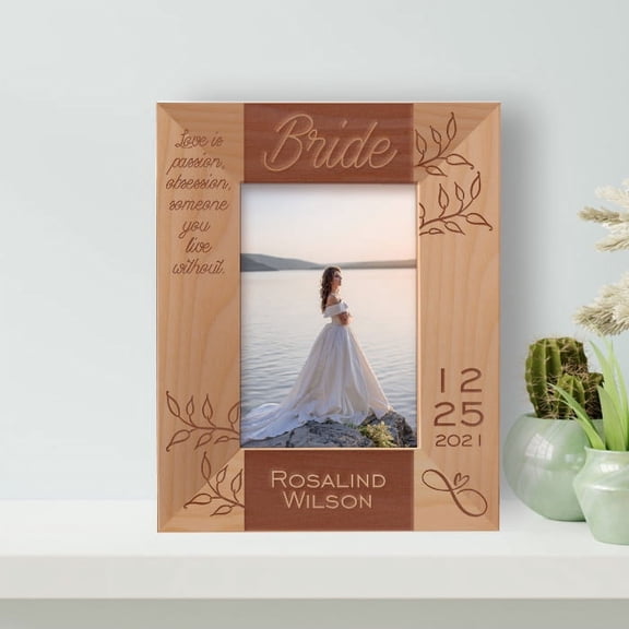 Love Is Passion, Someone You Live Without Personalized Wooden Frame 3 1/2" x 5" Brown (Vertical)