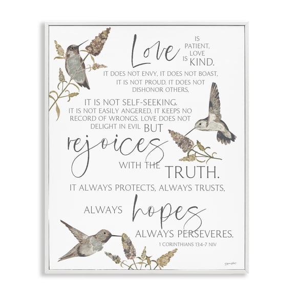 Stupell Industries Love Is Patient Inspirational White Framed Giclee Art, design by Annie LaPoint