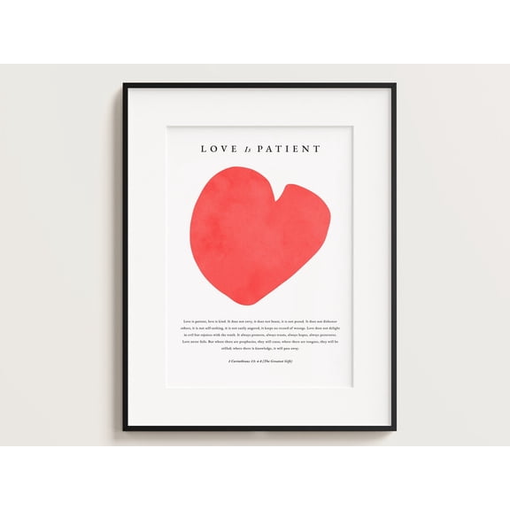 Love Is Patient Love Is Kind 1 Corinthians 13:4-8 Bible Verse Wedding Decor Wedding Bible Quote Scripture Wall Art Unframed Paper Print