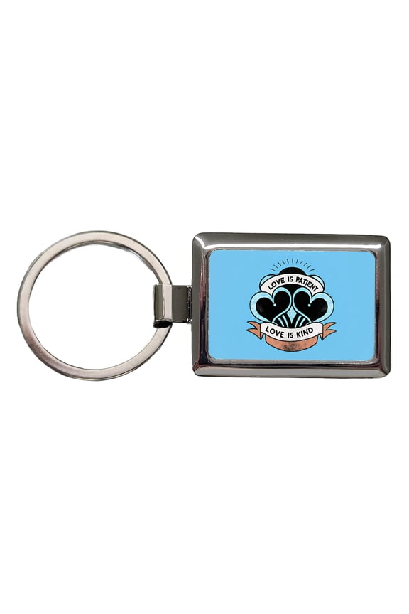 Love Is Patient Love Is Kind Bible Verse Metal Rectangle Keychain