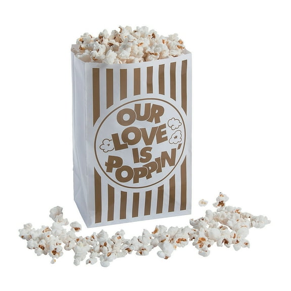 Love Is Poppin' Popcorn Bags (Dz) - Party Supplies - 12 Pieces