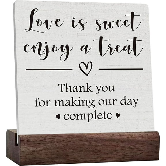 Love Is Sweet Enjoy A Treat Ceramic Table Sign Decorative Wedding Party Dessert Table Sign Home Decor Rustic Square Desk Decor Sign For Shelf