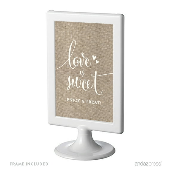 Love Is Sweet, Enjoy A Treat Framed Burlap Wedding Party Signs