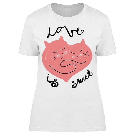 Love Is Sweet Heart Cat T-Shirt Women -Image by Shutterstock, Female Small