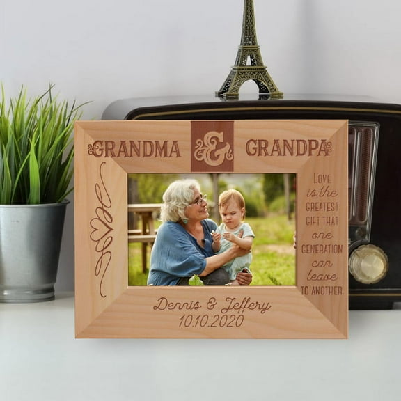 Love Is The Greatest Gift That One Generation Can Leave To Another Personalized Wooden Frame-5" x 3 1/2" Brown Horizontal