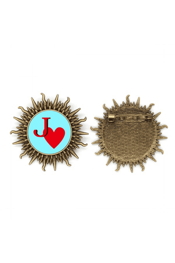 Love Jack Heart J Poker Metall Sonne Brosche Haken Pin