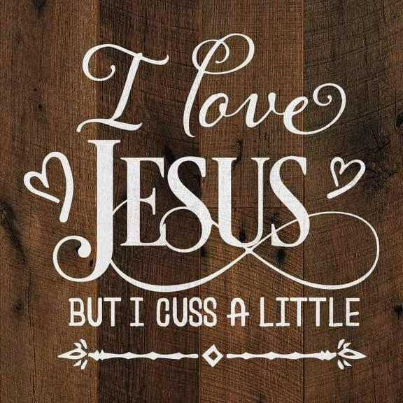 Love Jesus Funny Rustic Looking Inspiration Faith Wood Sign Wall Décor 8 x 8 Wood Sign B3-08080061073