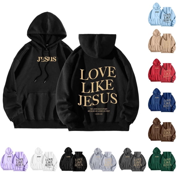 Love Jesus Hoodies for Men Christian Bible Verse Pullover Sweatshirt Casual Relaxed Fit Beige L