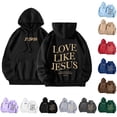 thumbnail image 1 of Love Jesus Hoodies for Men Christian Bible Verse Pullover Sweatshirt Casual Relaxed Fit Dark Gray XL, 1 of 5
