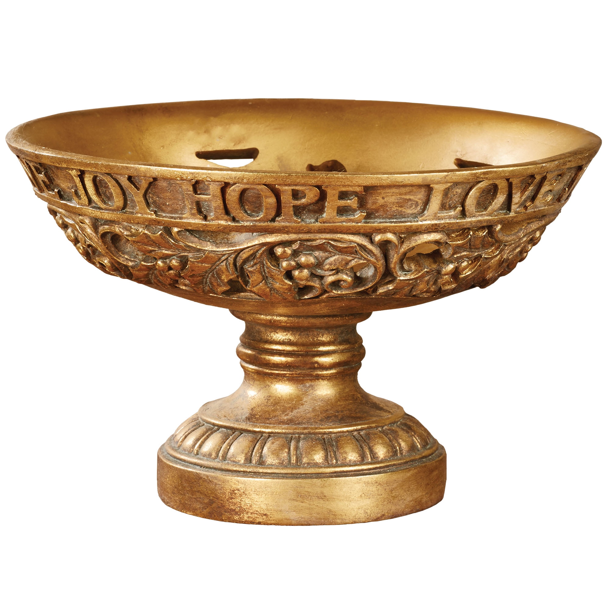 Love Joy Hope Gold Decorative Centerpiece Bowl