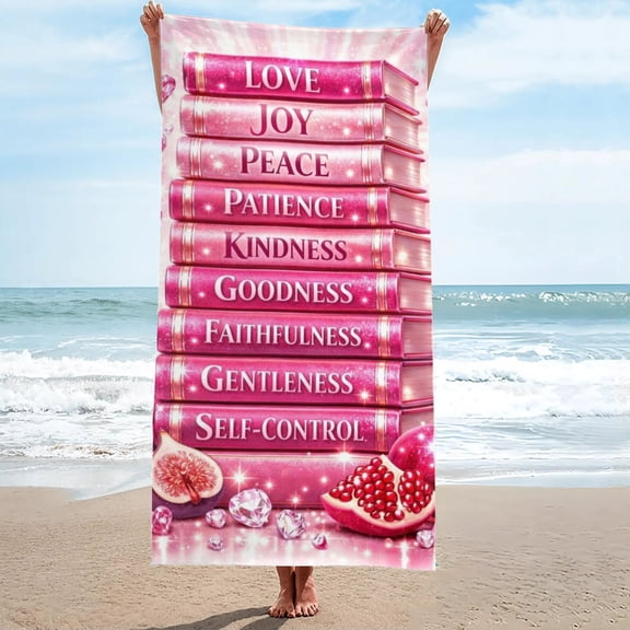 Love Joy Peace Patience Kindness Beach Towel Oversized Sand Free 27.5"x55"