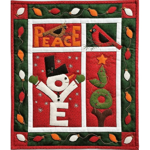 Love, Joy, Peace Quilt Kit by Rachel's of Greenfield | Christmas Wool Felt Quilt Kit | Wall Hanging Kit