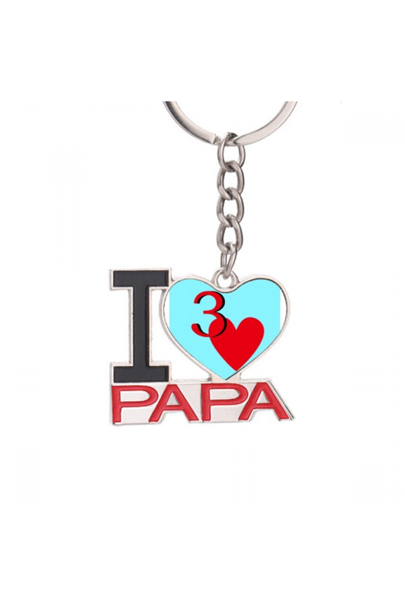 Love Jupiter Heart 3 Poker Keychain Metal Keyring Holder Love PAPA Father