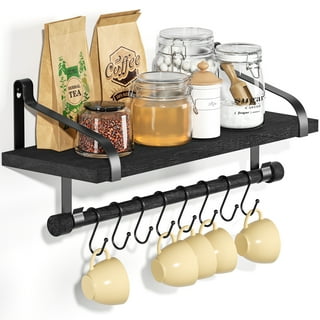 CERBIOR Floating Wall Shelves, with Rail & Organize Towel Bar for