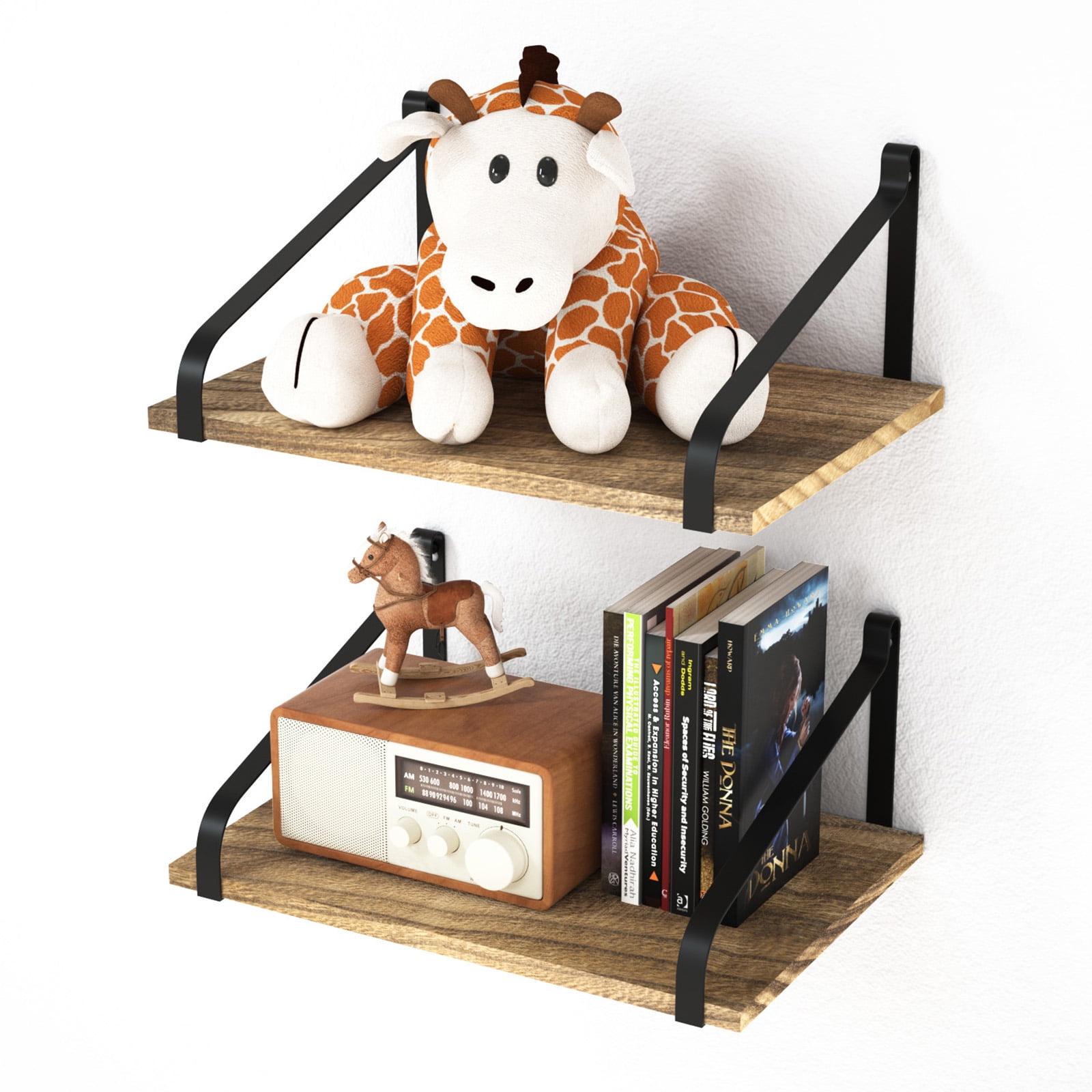 LoveKANKEI Floating Shelves Wall Mount Set of 2 Rustic Wood Wall