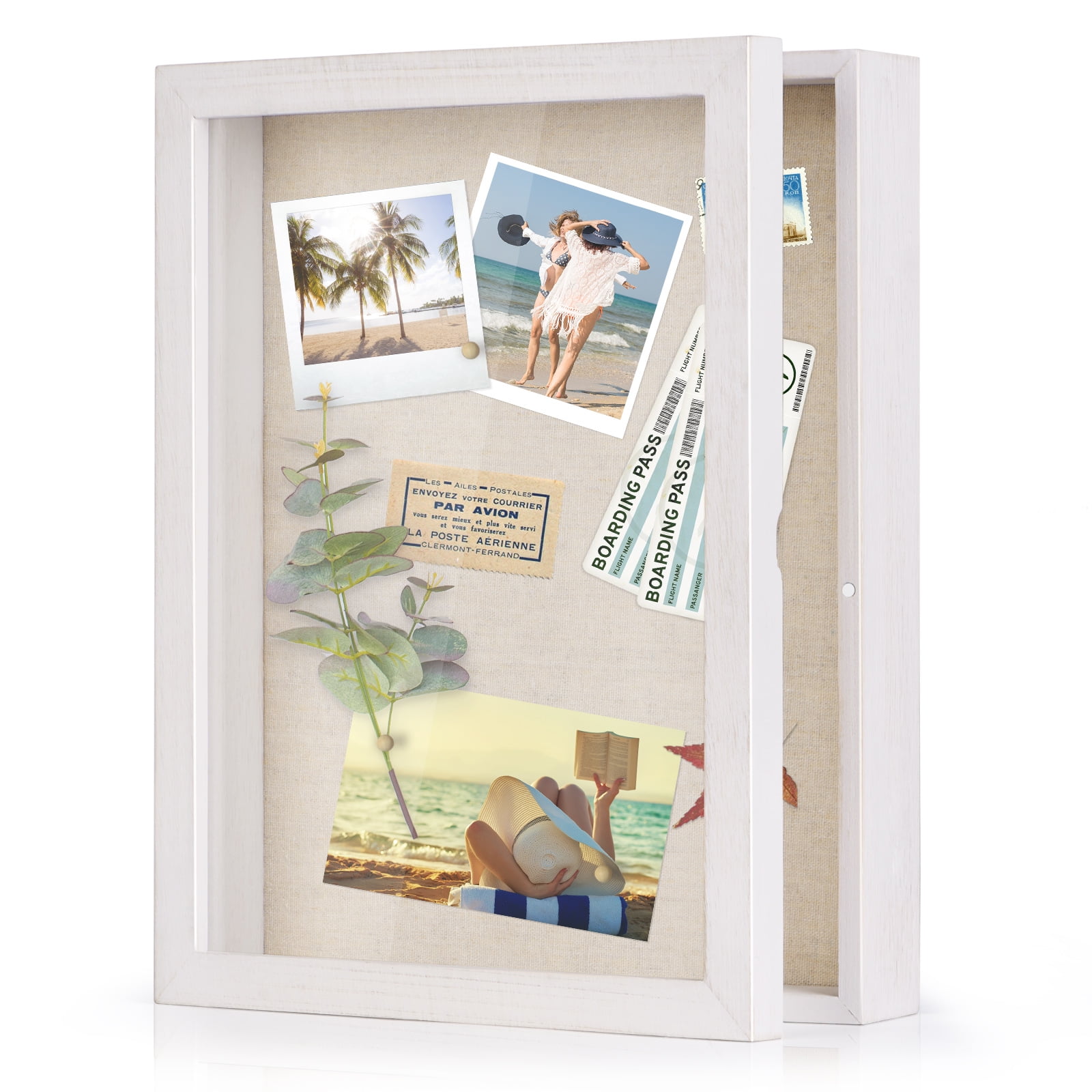 8x10.5 Shadow Box Frame Display Case 2 inch Depth Collages Mementos Awards  White