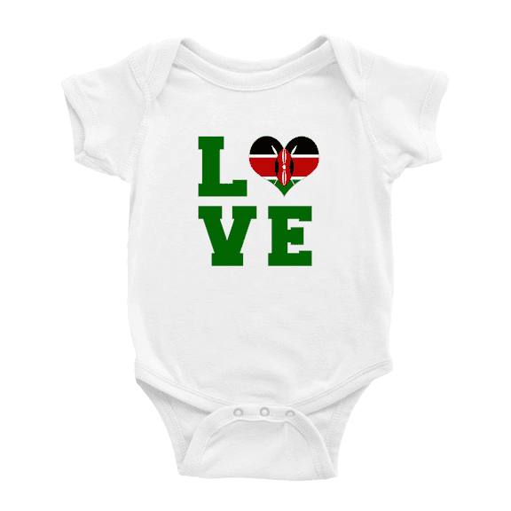 Love Kenya Flag Heart Cute Baby Romper (White, 12-18 Months)