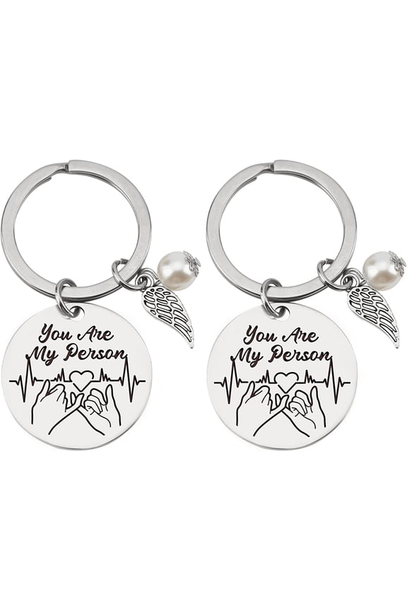 Love Keychain 1.18in You Are My Person Round Charm Keychain Stainless Steel Bag Key Ring Car Key Pendant for Couple Valentines Day Anniversary Christmas Thanksgiving Gifts diy