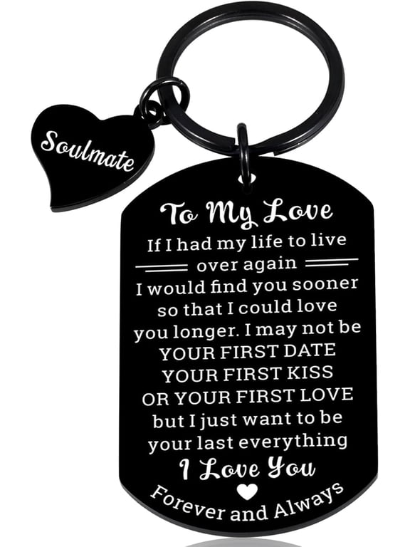 Love Keychain, Black, Modern Halloween, Sentimental Inscription, 'To My Love...', Couples, Lovers, Friends
