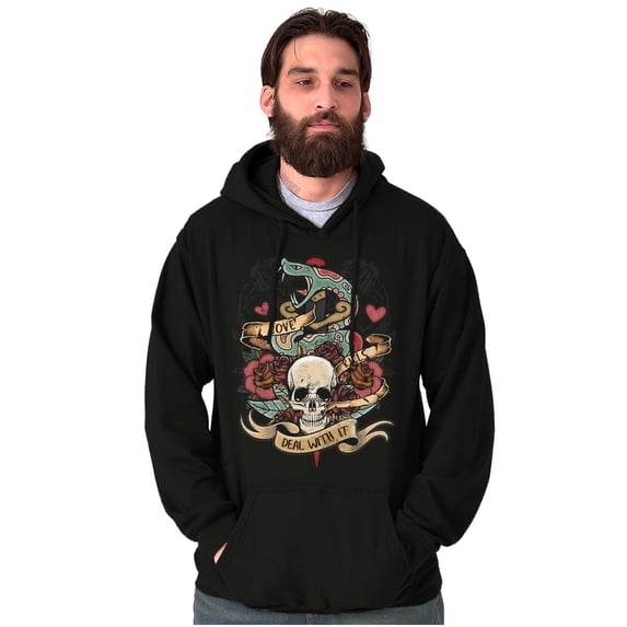 Love Kills Deal With Skull Tattoo Hoodie Sweatshirt Women Men Brisco Brands M