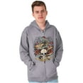 thumbnail image 1 of Love Kills Trust No One Skull Tattoo Unisex Fleece Graphic Zip Up Hoodie Brisco Brands 3X, 1 of 5