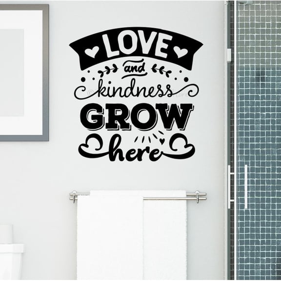 Love Kindness Grow Here Inspirational Vinyl Wall Art - Inspirational Quotes Wall Sticker - Motivational Wall Art for Home Decor - Removable Wall Decals Quotes Motivational, 23x23-Inch, Black