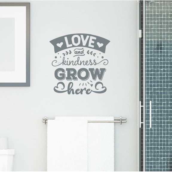 Love Kindness Grow Here Inspirational Vinyl Wall Art - Inspirational Quotes Wall Sticker - Motivational Wall Art for Home Decor - Removable Wall Decals Quotes Motivational, 18x18-Inch, Storm Gray