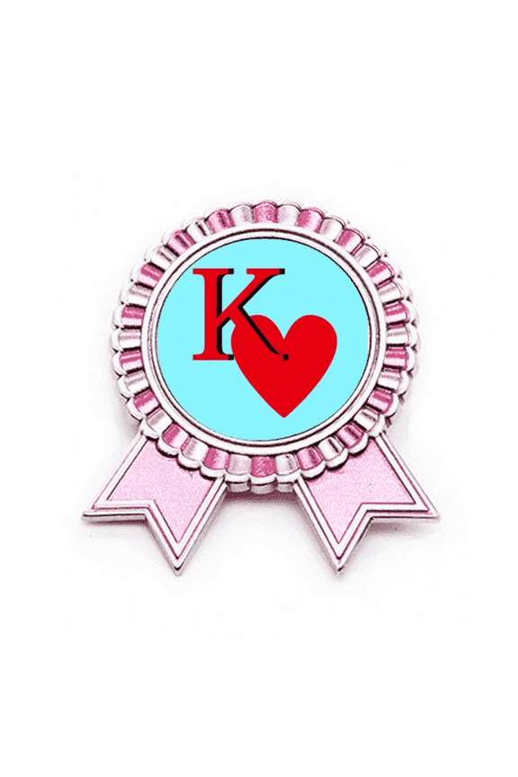 Love King Heart K Poker Badge Brooch Pin Pink Winner Award Medal