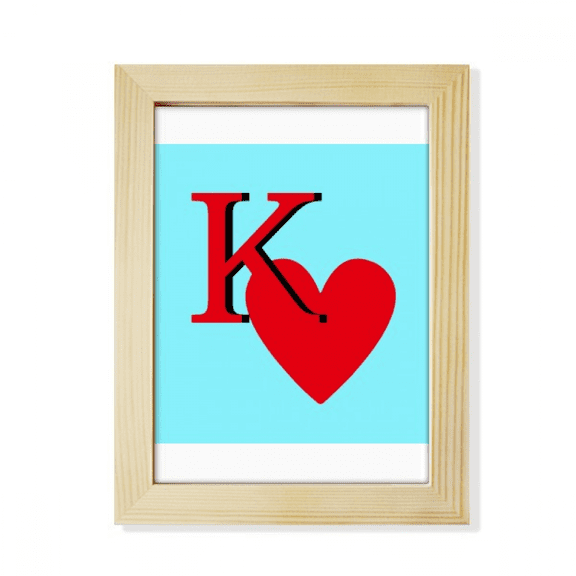 Love King Heart K Poker Desktop Adorn Photo Frame Display Art Painting Wooden