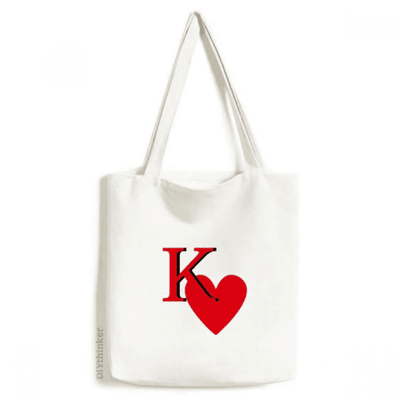 Love King Heart K Poker Tote Canvas Bag Shopping Satchel Casual Handbag