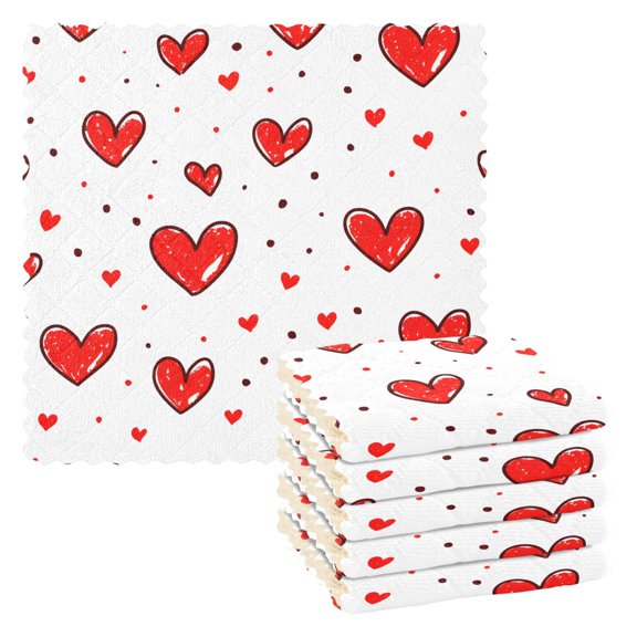 Love Kitchen Cloth Dish Towels for Drying Washing Absorbent Dish Rags Reusable soft kitchen dishcloth set 6 Pack