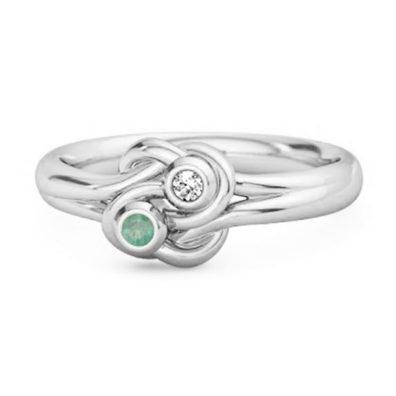 Love Knot 0.04 Ctw Emerald 925 Sterling Silver Commitment Mother's Day Gift Ring