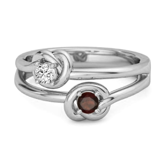 Love Knot 0.10 Cts Garnet 925 Sterling Silver Promise Women Valentines Day Gifts Ring