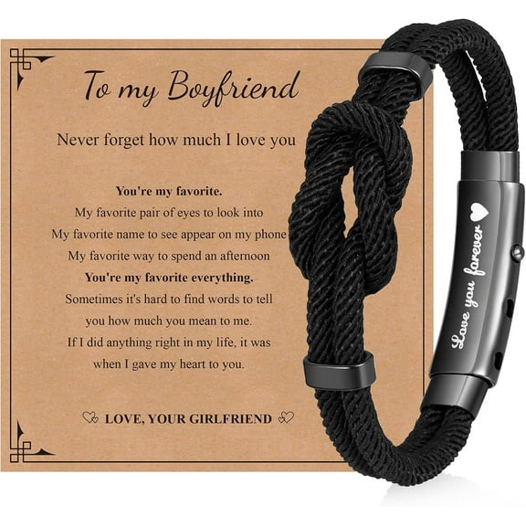 Love Knot Bracelet Gifts for Men - Braided Cord Rope Bracelets for Men,String Bracelet with Infinity Knot Anniversary Birthday Graduation Gifts for Men Husband Boyfriend Son Brother