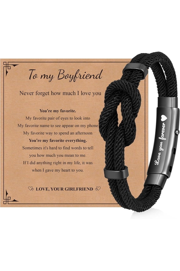 Love Knot Bracelet Gifts for Men - Braided Cord Rope Bracelets for Men,String Bracelet with Infinity Knot Anniversary Birthday Graduation Gifts for Men Husband Boyfriend Son Brother