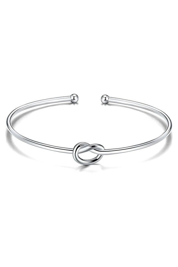 Love Knot Bracelet for Women or Men by Ginger Lyne | Bridal Party Gifts | Sterling Silver Bangle for Women Adjustable