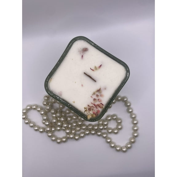 Love Knot Candle Shop Naomi s Pink Cotton Candy Hand Poured Soy Candle 8 oz Rose leaf