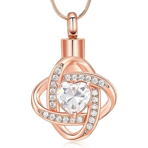 Love Knot Cremation Jewelry with Crystal Heart Urn Necklace for Ashes Cremation Jewelry for Ashes Love Heart Urn Pendant Memorial Keepsake Jewelry