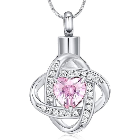 Love Knot Cremation Jewelry with Crystal Heart Urn Necklace for Ashes Cremation Jewelry for Ashes Love Heart Urn Pendant Memorial Keepsake Jewelry