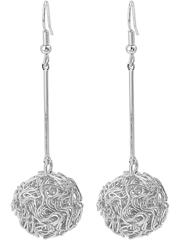 Love Knot Earrings for Women Exquisite Ball Statement Lightweight Sterling Silver Woven Love Knot Wire Dangle Earrings Wedding Party Jewelry Gifts