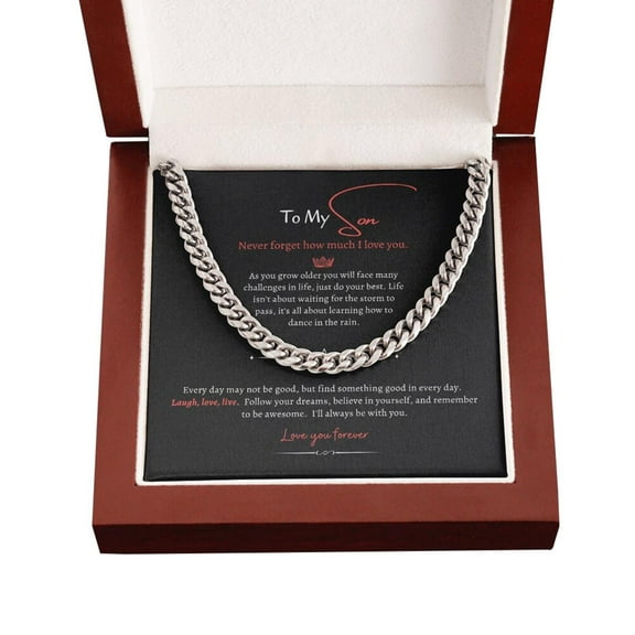 Cuban Chain Necklace for Son with Message Card, Keepsake, Unique Graduation Gift, Meaningful Message Included, Men Jewelry