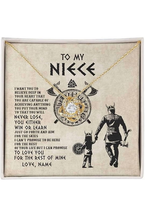 Love Knot Necklace, Auntie Uncle Not Even Time Floral Niece Birthday Graduation Christmas with Message Card and Gift Box, Personalized To My Niece Necklace From Aunt and Uncle