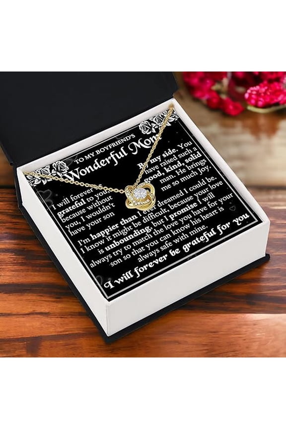 Love Knot Necklace for My Boyfriends Mom, Zircon Necklace Gift for Her, Valentines Day Gift for Boyfriend's Mom, Birthday Gift Future Mother In Law from Future Daughter In Law