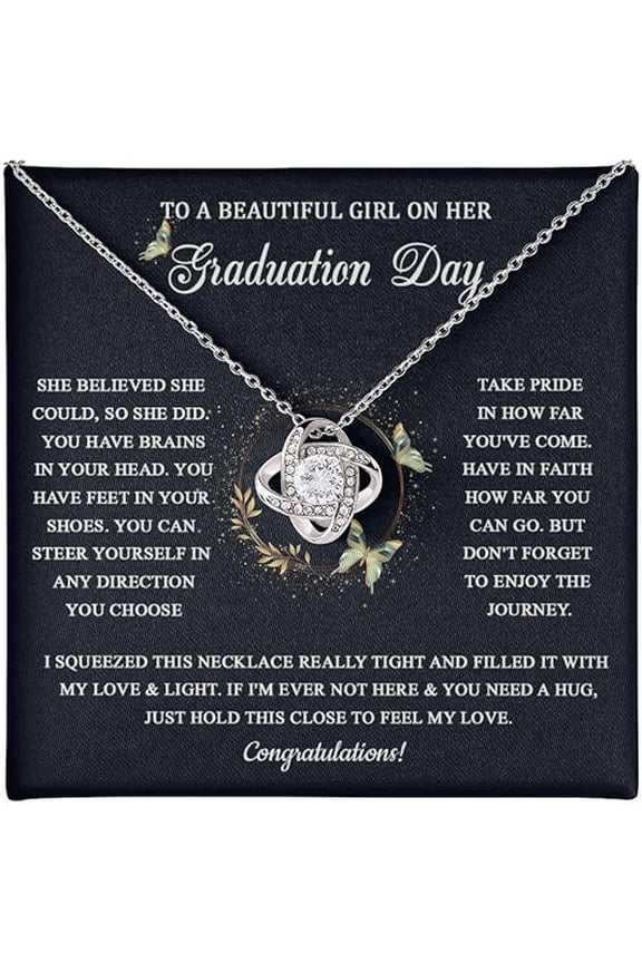 Love Knot Necklace for Daughter on Her Graduation Day, Graduation Necklace for Daughter from Dad and Mom, College Graduation Gift, Happy Graduation Day Gift Jewelry