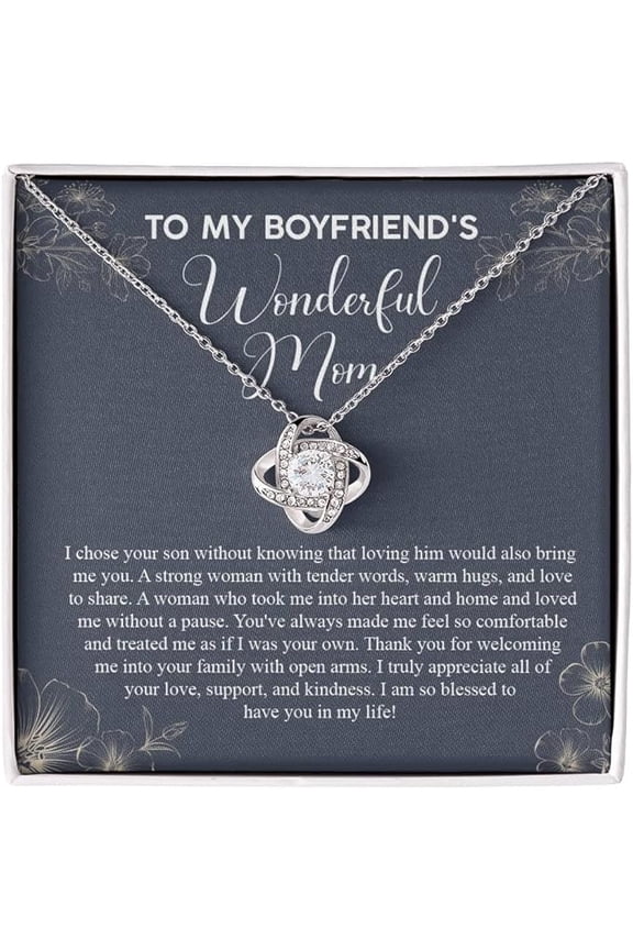 Love Knot Necklace for Future Mother In Law, To My Boyfriend Mom Necklace with Message Card and LED Box, Gift for Boyfriend's Mother, Mother's Day Gift For Boyfriend's Mom