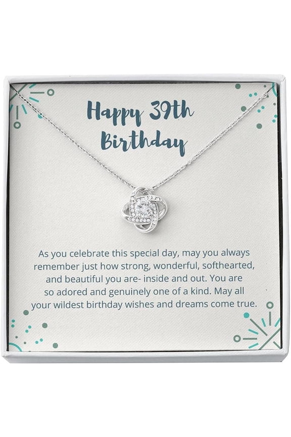 Love Knot Necklace I 39th birthday gift for her I Daughter, Sister, Best Friend Birthday Gift I 39th Birthday Gift for Womenr, Anniversary Gift, Necklace Jewelry With Message Card & Box