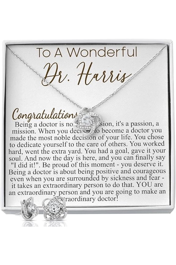 Love Knot Necklace Personalized Gift for White Coat Ceremony Gift, Medical School Graduation, Medical Student Ceremony, New Doctor, Graduation Gift For her Doctors