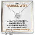 thumbnail image 1 of Love Knot Necklace Set Gift For Badass Wife From Husband, Valentines Day Gift for Women, Necklace with Earrings for Wife, Zircon Necklace Gift with LED Box, 1 of 5