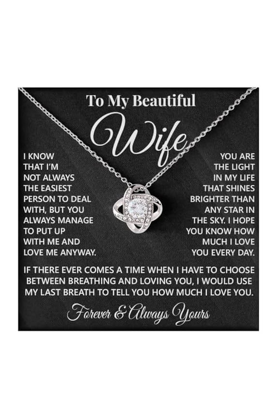 Love Knot Necklace Soulmate, Romantic Valentine & For Beautiful Wife #125, White Love Knot Necklace