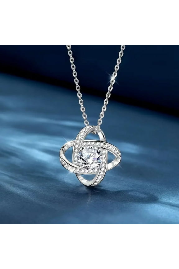 Love Knot Necklaces for Women, Sterling Silver Diamond Pendant Necklace, Perfect Gift for Anniversary, Wedding, Birthday, Valentine's Day, Holiday and Christmas Gift